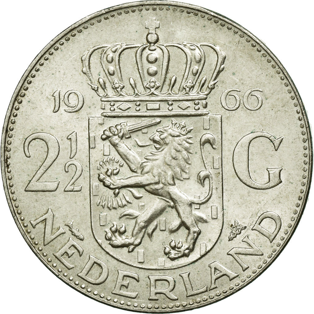Munten, Nederland, Juliana, 2-1/2 Gulden, 1966, PR, Zilver, KM:185