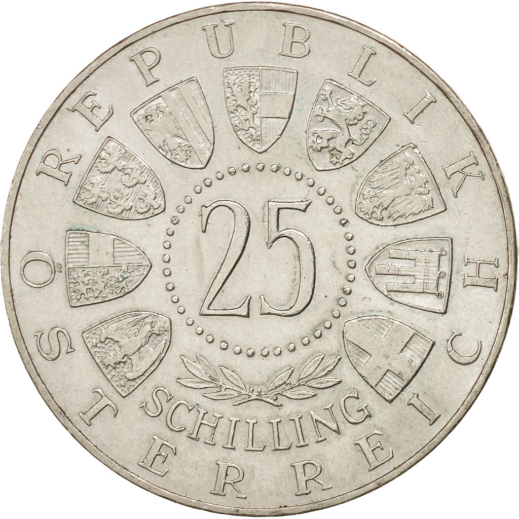 AUSTRIA, 25 Schilling, 1963, KM #2893, AU(55-58), Silver, 30, 13.07