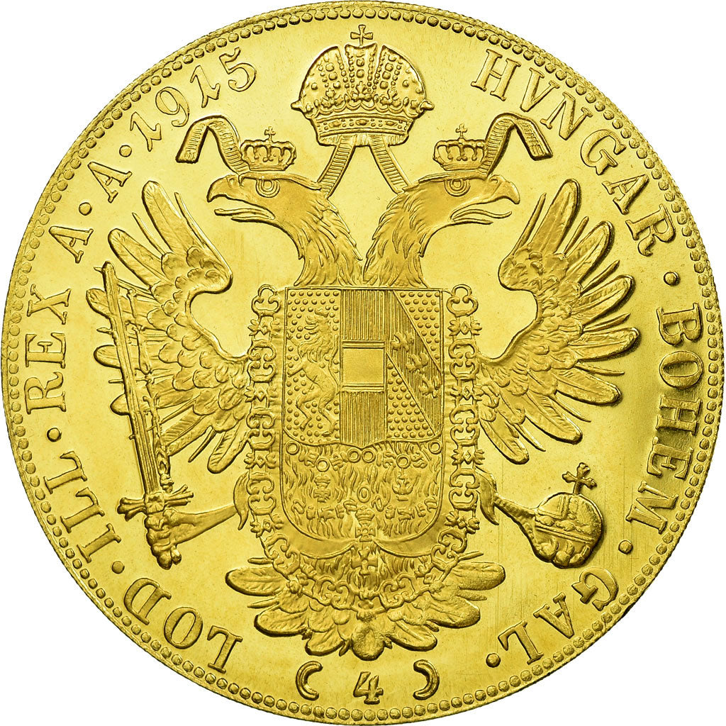 AUSTRIA, 4 Ducat, 1915, RESTRIKE, KM #2276, MS(63), Gold, 13.97