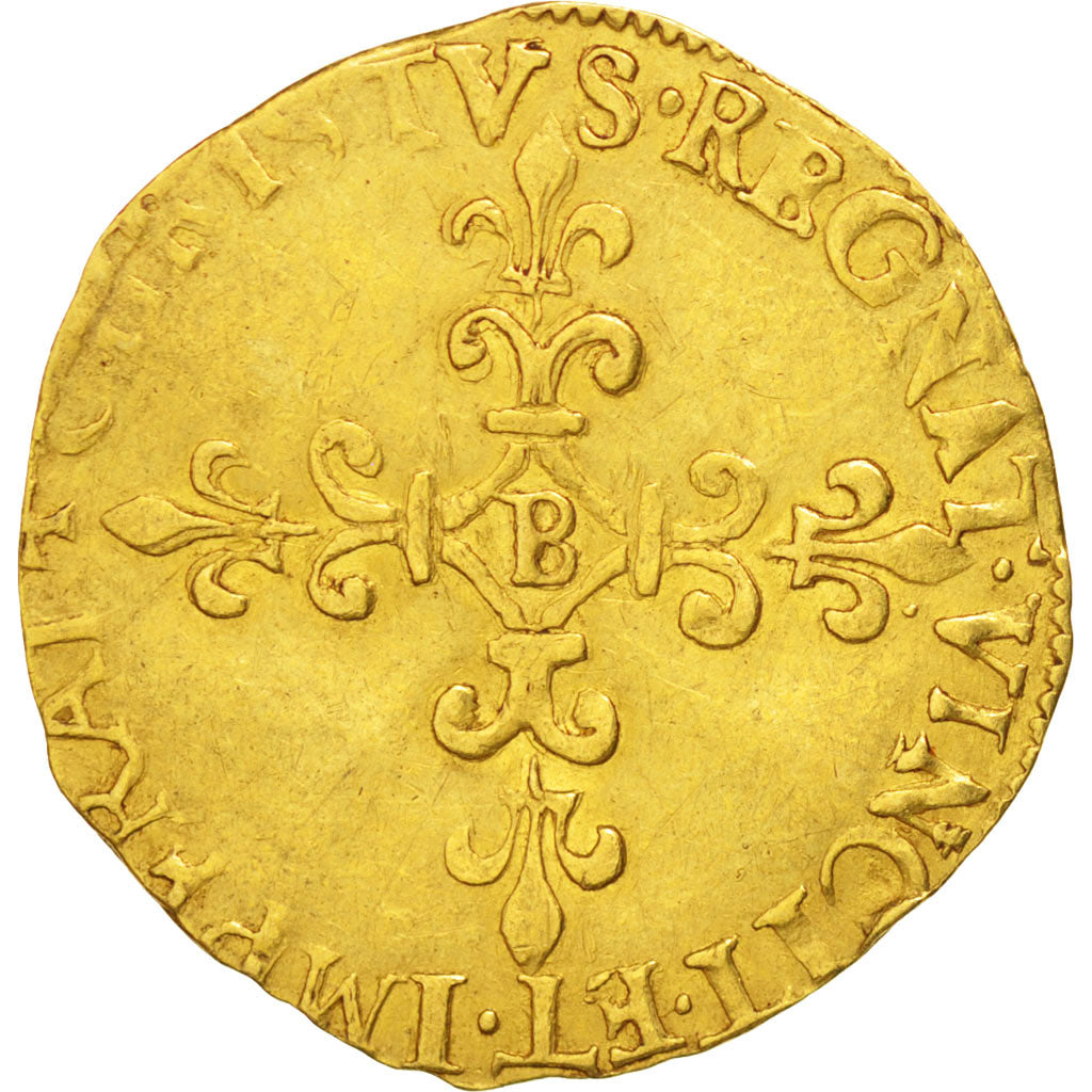 FRANCE, Ecu d'or, 1565, Rouen, VF(30-35), Gold, Sombart #4904, 3.32