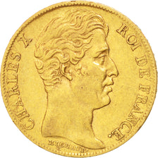 FRANCE, Charles X, 20 Francs, 1825, Paris, KM #726.1, AU(50-53), Gold, Gadoury..