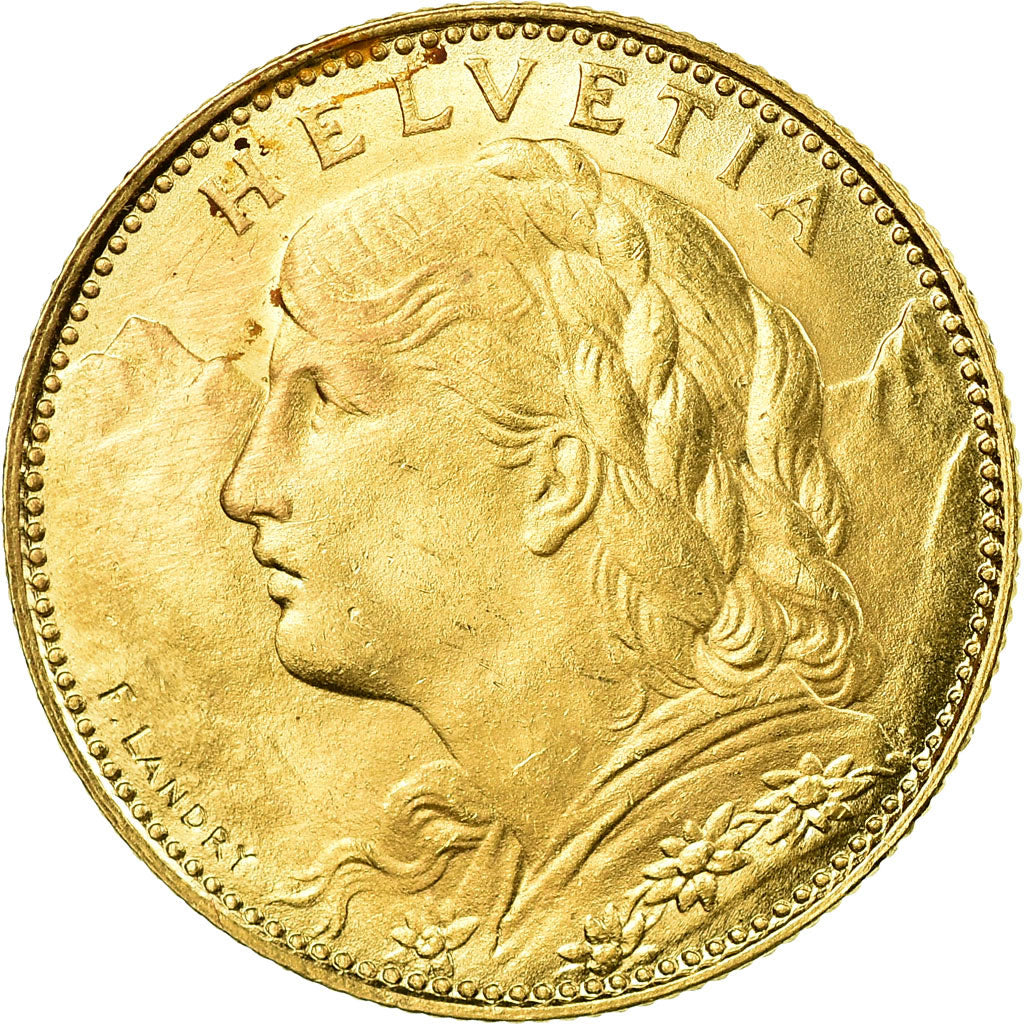 Coin, Switzerland, 10 Francs, 1922, Bern, AU(55-58), Gold, KM:36