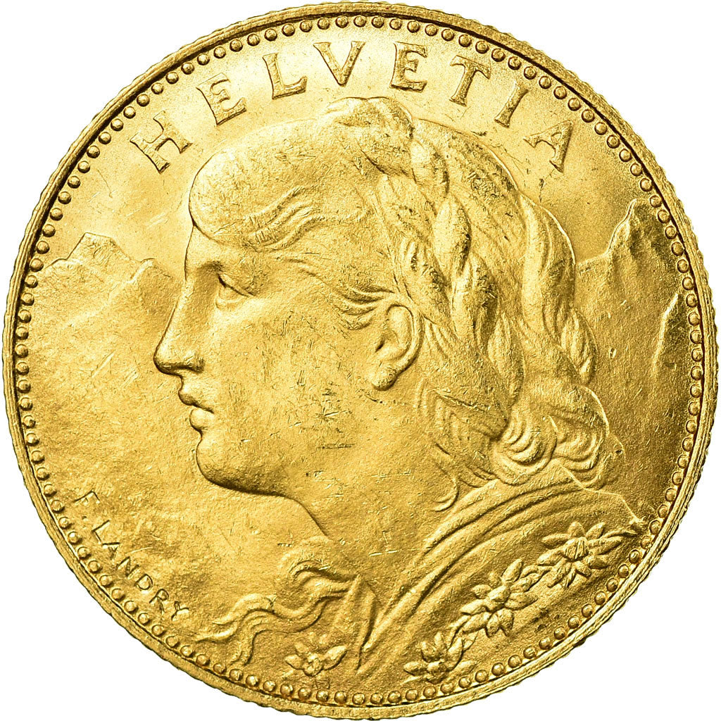 Coin, Switzerland, 10 Francs, 1922, Bern, AU(55-58), Gold, KM:36