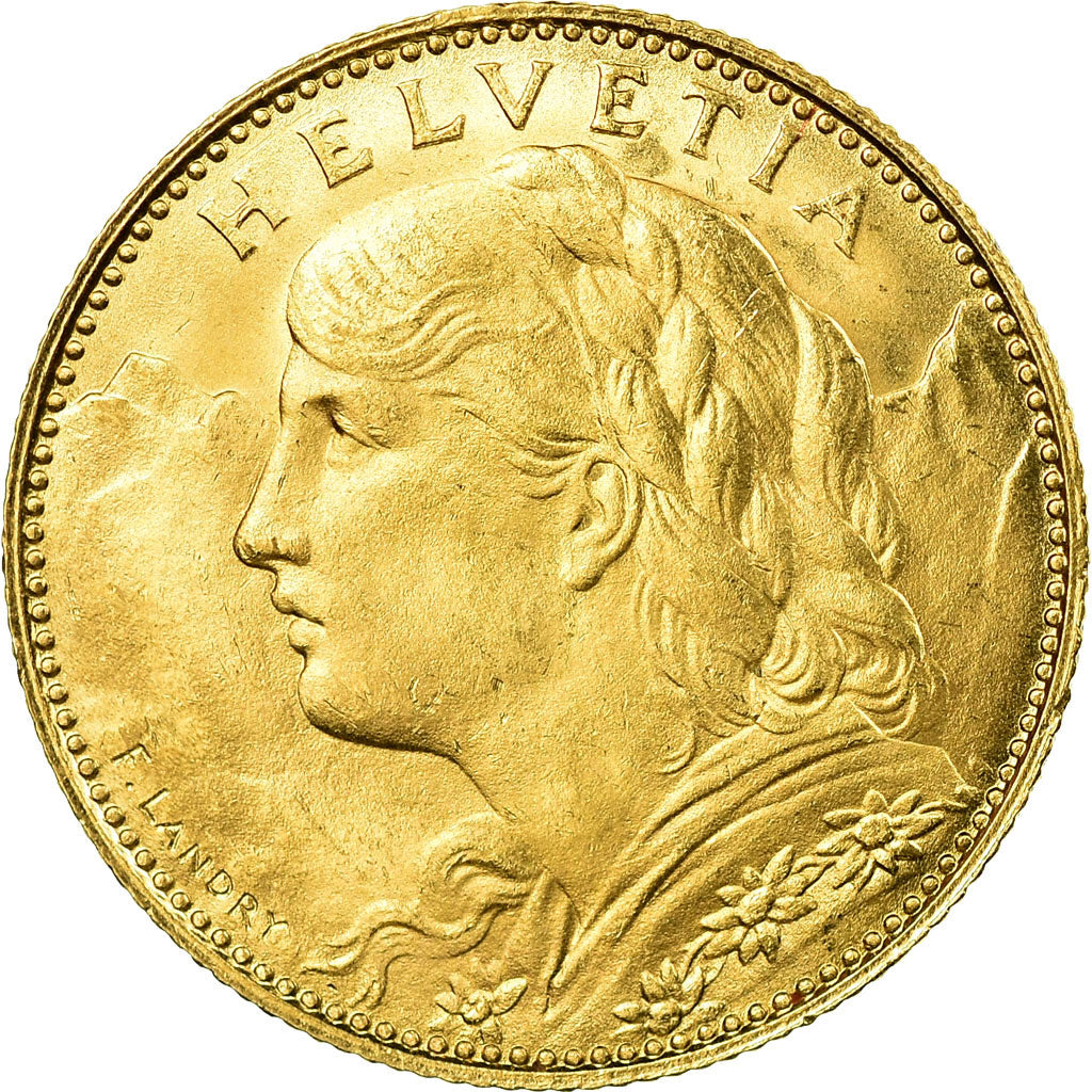 Coin, Switzerland, 10 Francs, 1922, Bern, AU(55-58), Gold, KM:36