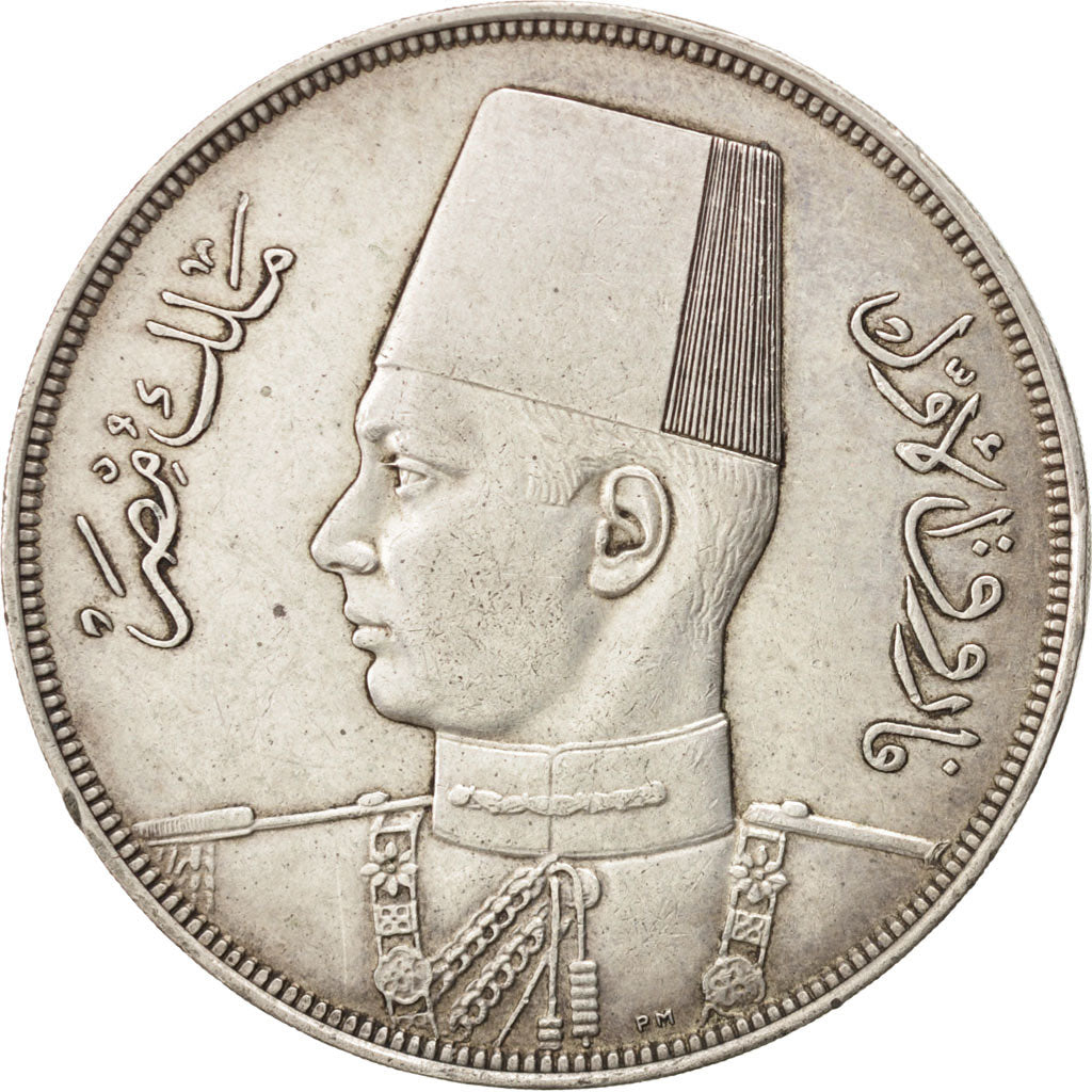 EGYPT, 20 Piastres, 1939, British Royal Mint, KM #368, AU(50-53), Silver, 40,...