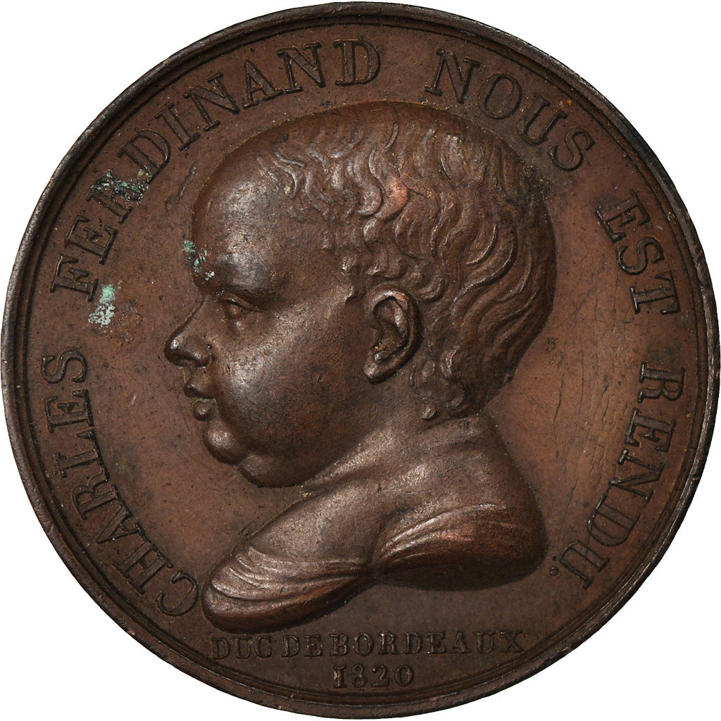 France, Médaille, Charles Ferdinand, Duc de Bordeaux, 1820, SUP, Bronze