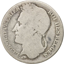 BELGIUM, Franc, 1844, KM #7.1, F(12-15), Silver, 4.58