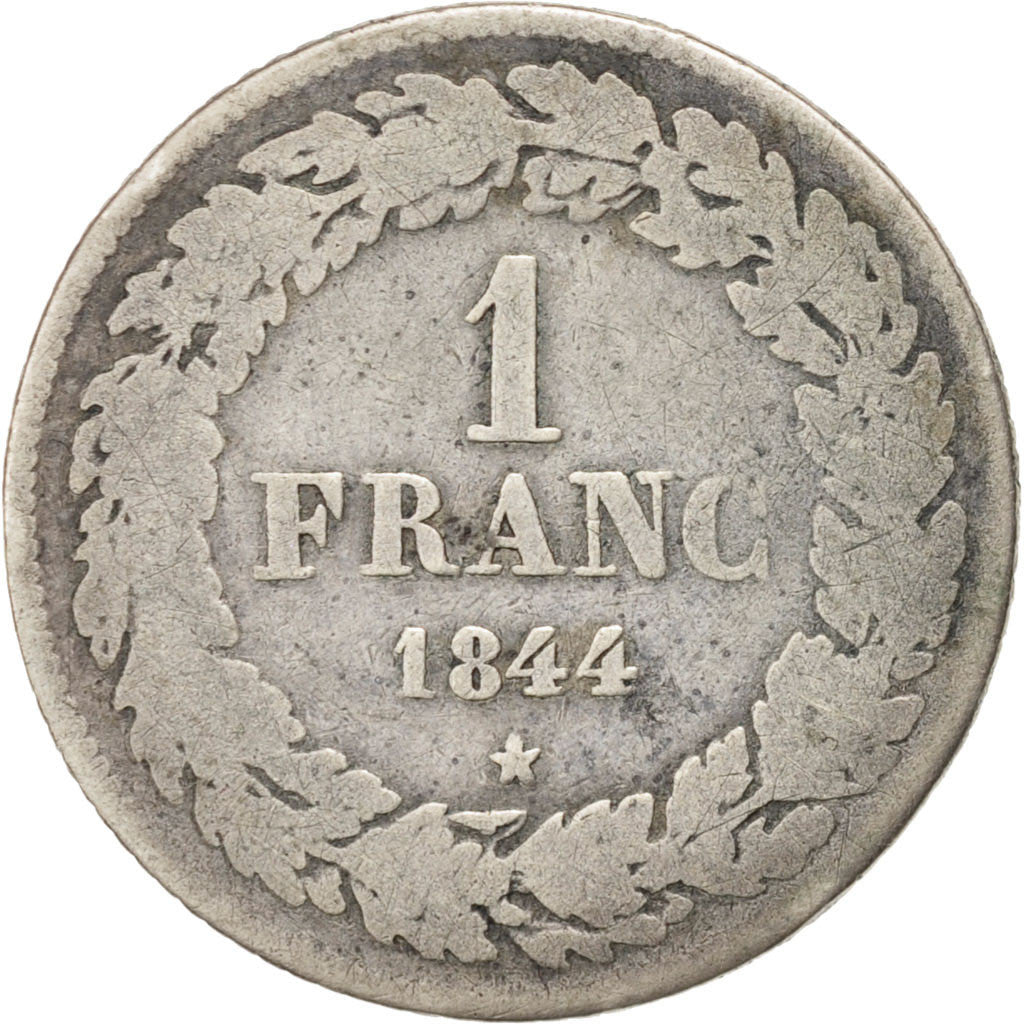BELGIUM, Franc, 1844, KM #7.1, F(12-15), Silver, 4.58