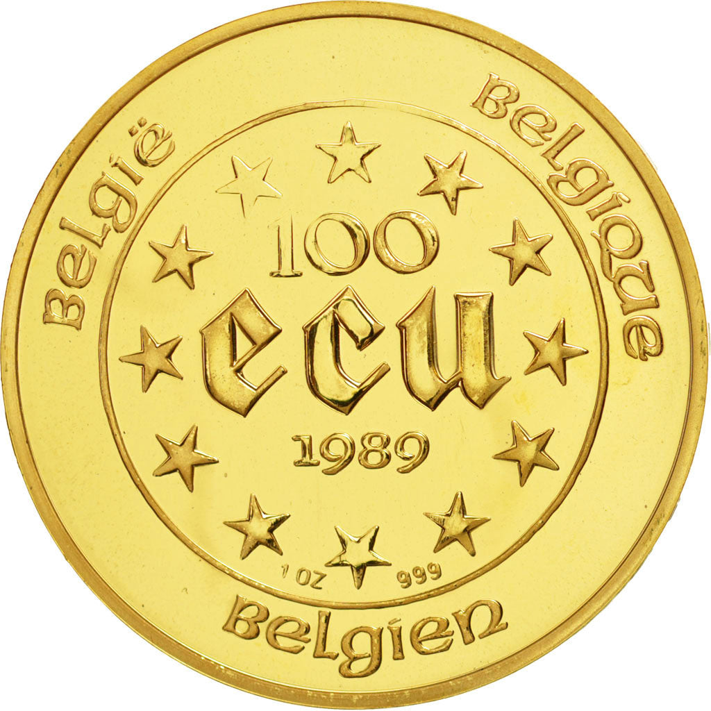 BELGIUM, 100 ECU, 1989, KM #175, MS(65-70), Gold, 37, 31.26