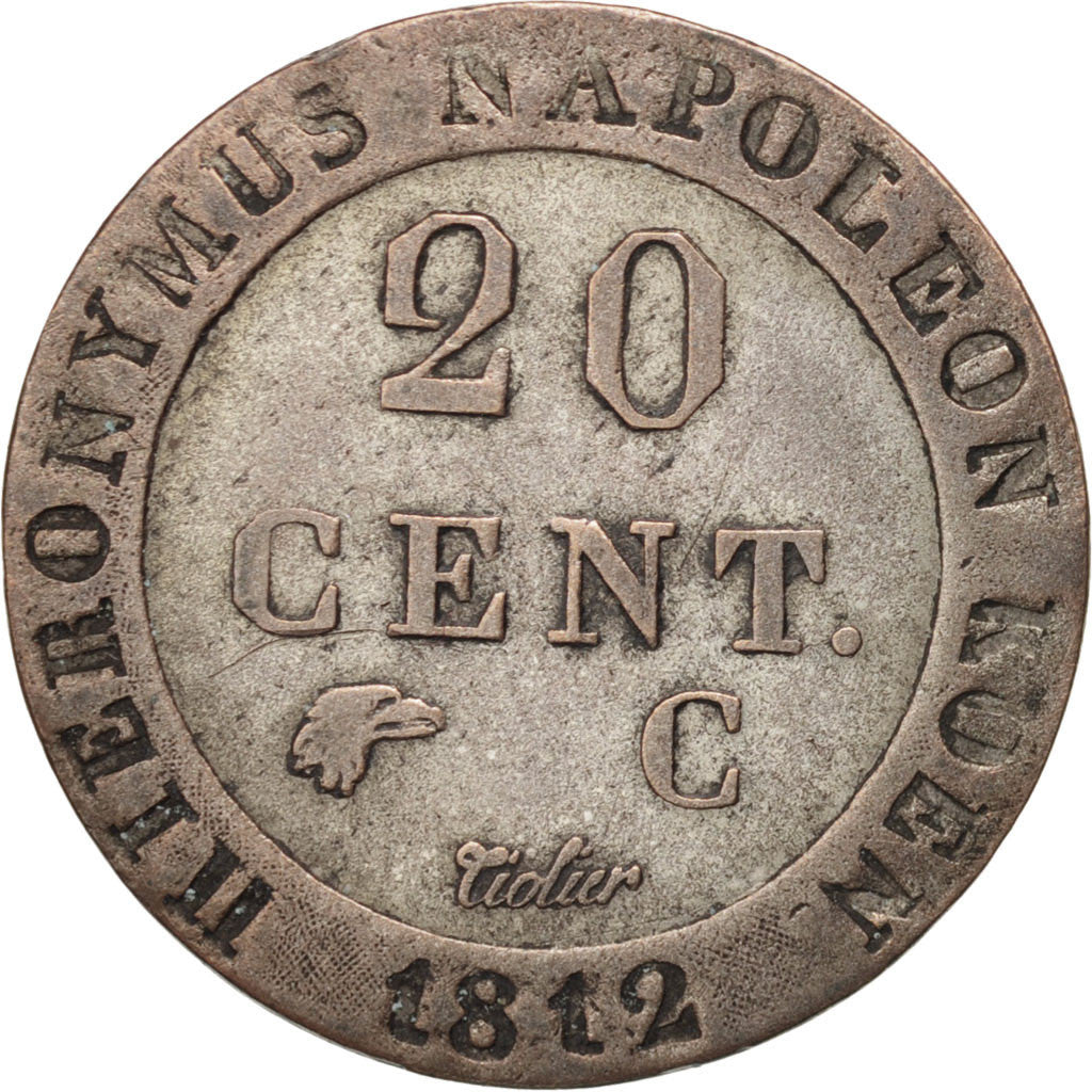 Coin, German States, WESTPHALIA, Jerome, 20 Centimes, 1812, Cassel, EF(40-45)