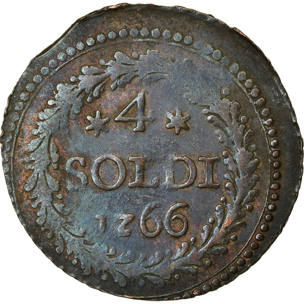 Coin, ITALIAN STATES, CORSICA, General Pasquale Paoli, 4 Soldi, 1766, Murato