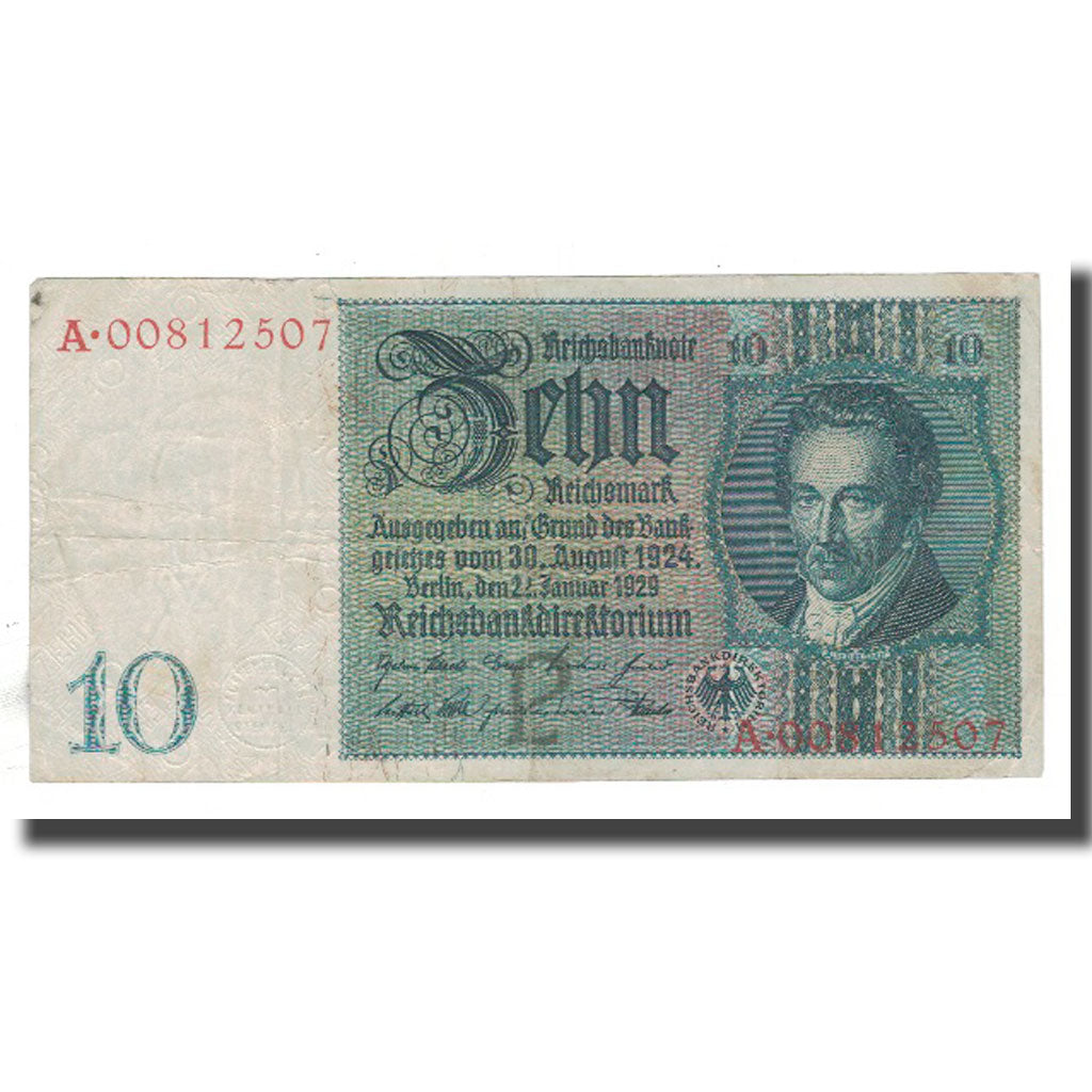 Banknote, Germany, 10 Mark, 1929, 1929-01-22, VF(20-25)
