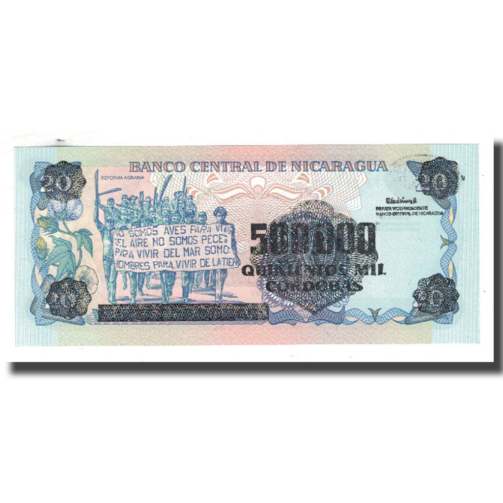 Nota, Nicarágua, 500,000 Córdobas on 20 Córdobas, 1985, KM:163, UNC(65-70)