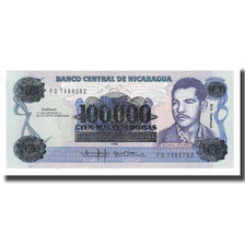 Nota, Nicarágua, 100,000 Córdobas on 100 Córdobas, 1985, KM:159, UNC(65-70)