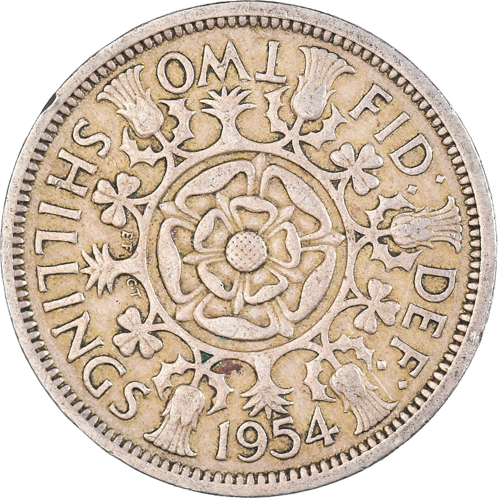 Moneda, Gran Bretaña, Florin, Two Shillings, 1954