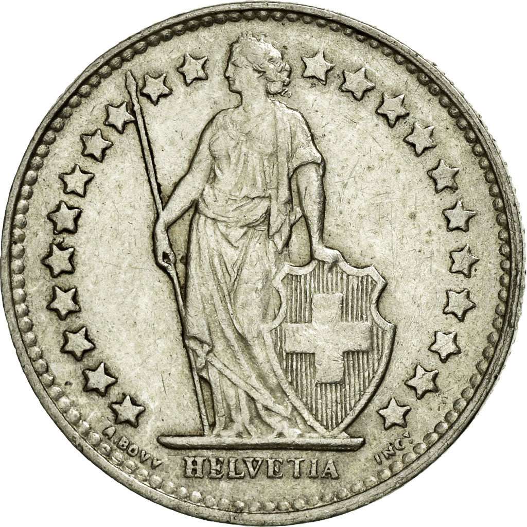 Coin, Switzerland, 1/2 Franc, 1952, Bern, AU(55-58), Silver, KM:23