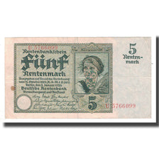 Banknote, Germany, 5 Rentenmark, 1926, 1926-01-02, KM:169, VF(30-35)