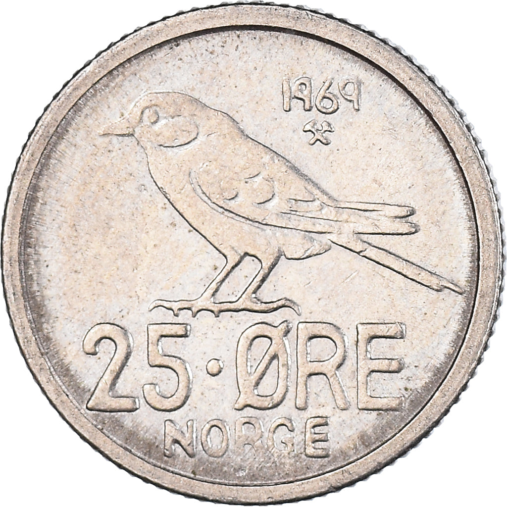 Münze, Norwegen, 25 Öre, 1969