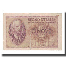 Banknote, Italy, 5 Lire, KM:28, G(4-6)