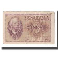 Banknot, Włochy, 5 Lire, Undated, Undated, KM:28, G(4-6)