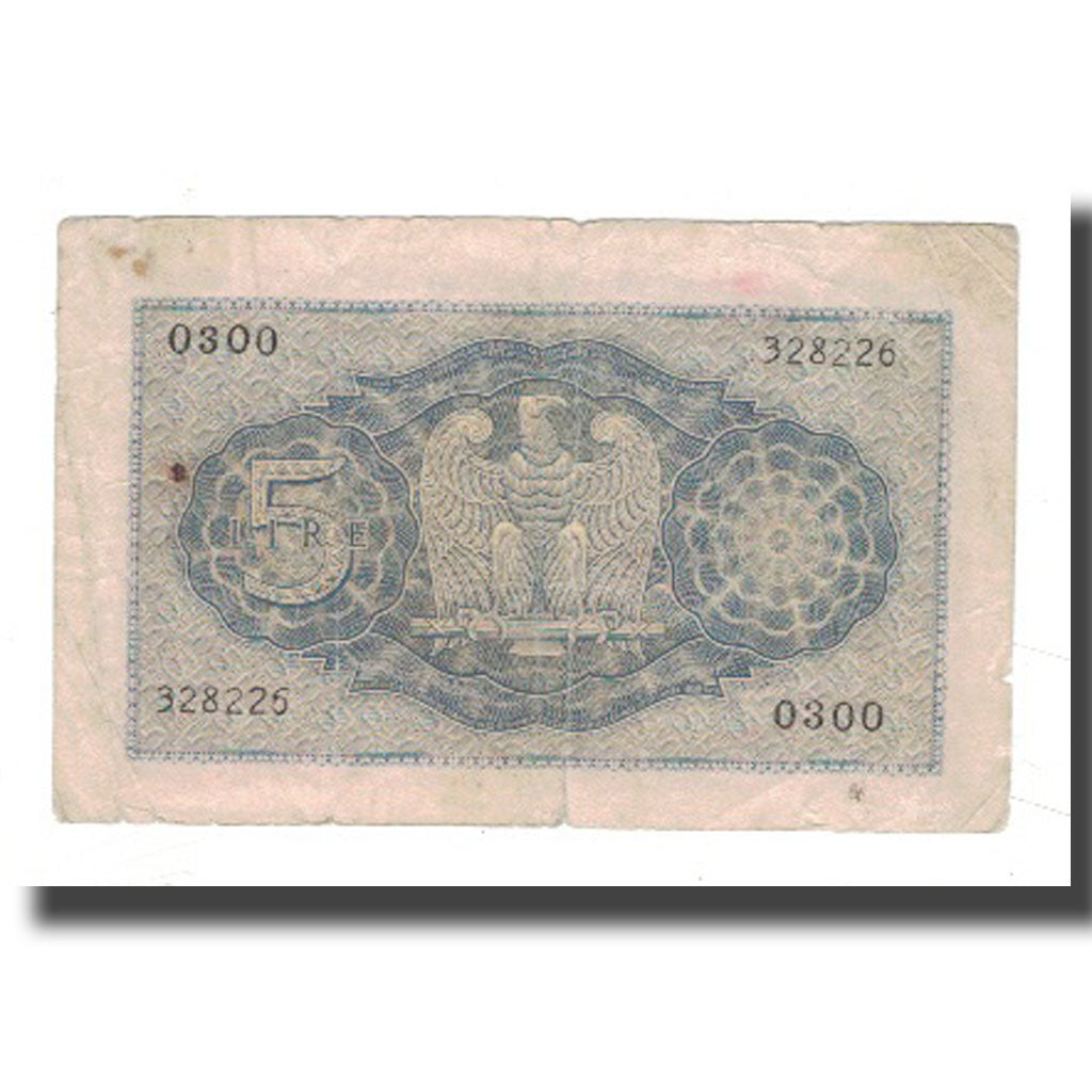 Banknote, Italy, 5 Lire, KM:28, G(4-6)