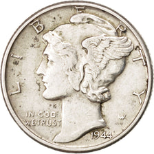 UNITED STATES, Mercury Dime, Dime, 1944, U.S. Mint, KM #140, EF(40-45), Silver,.