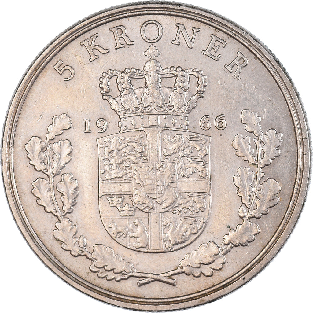 Munten, Denemarken, 5 Kroner, 1966