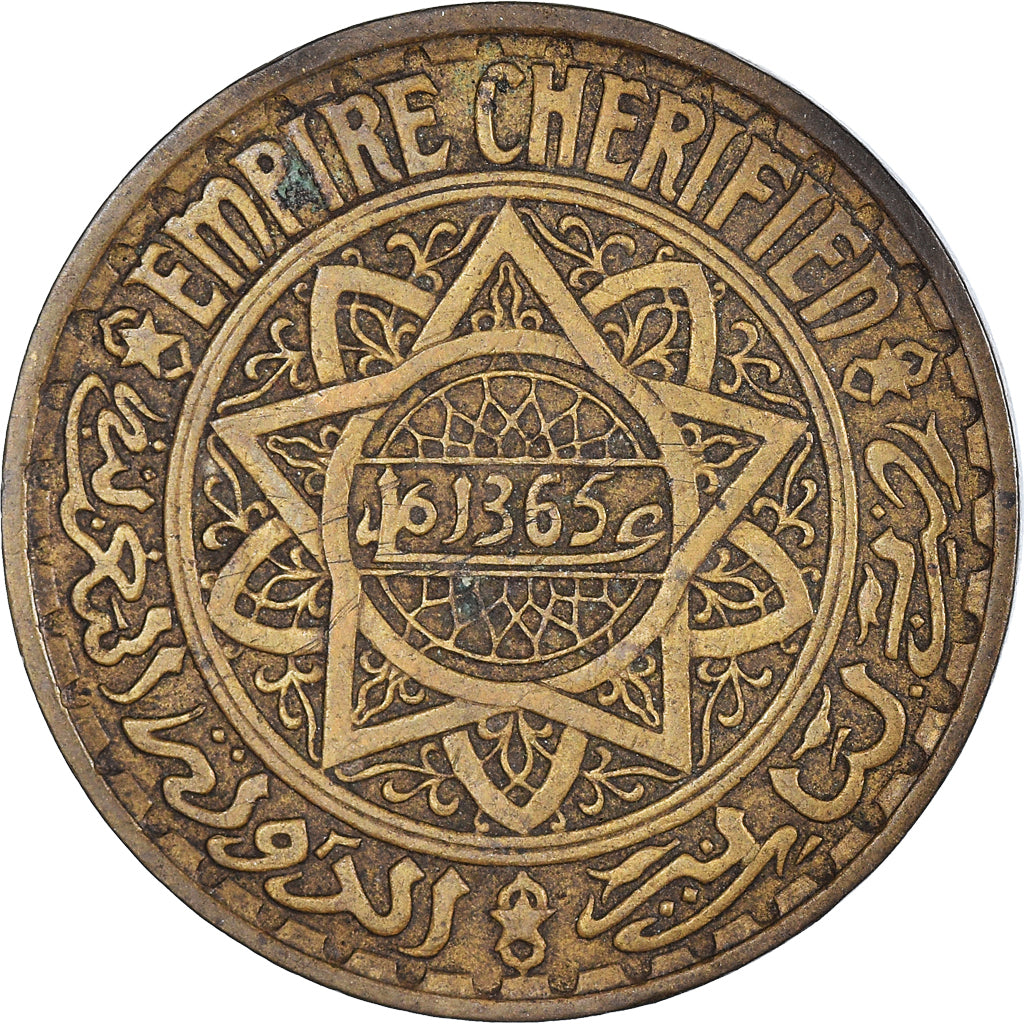 Moeda, Marrocos, 5 Francs, 1365