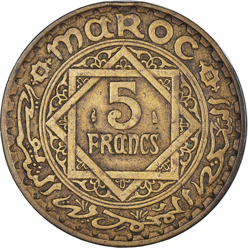 Moeda, Marrocos, 5 Francs, 1365