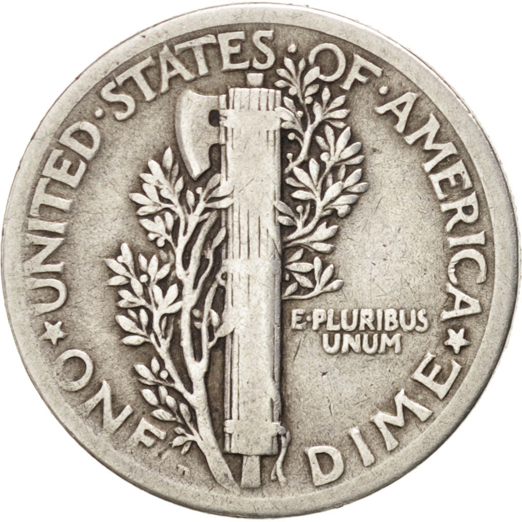 UNITED STATES, Mercury Dime, Dime, 1918, U.S. Mint, KM #140, VF(20-25), Silver,.