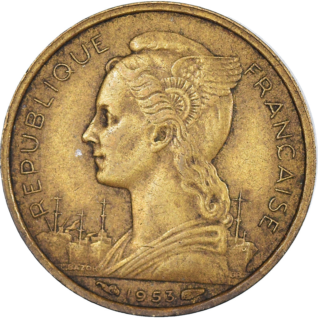 Moneda, Madagascar, 10 Francs, 1953