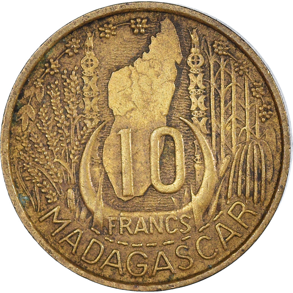 Moneda, Madagascar, 10 Francs, 1953