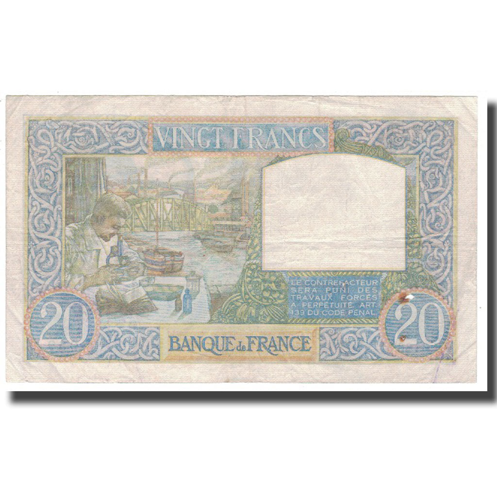 France, 20 Francs, Science et Travail, 1941, 1941-10-30, VF(20-25)