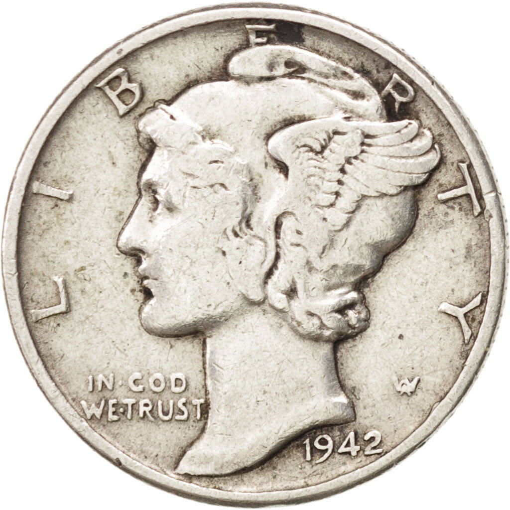 Moneda, Estados Unidos, Mercury Dime, Dime, 1942, U.S. Mint, Philadelphia, MBC