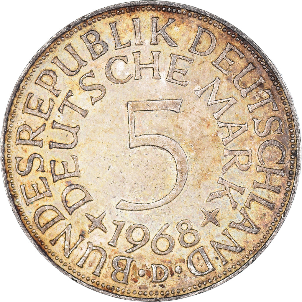 Moneda, ALEMANIA - REPÚBLICA FEDERAL, 5 Mark, 1968