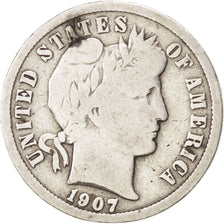 UNITED STATES, Barber Dime, Dime, 1907, U.S. Mint, KM #113, VF(20-25), Silver,..
