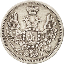 Russia, 10 Kopeks, Grivennik, 1855, Saint-Petersburg, BB, Argento, KM:164.1