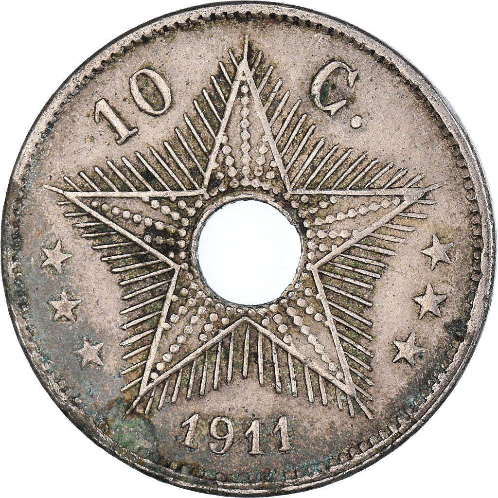 Munten, Belgisch Congo, 10 Centimes, 1911