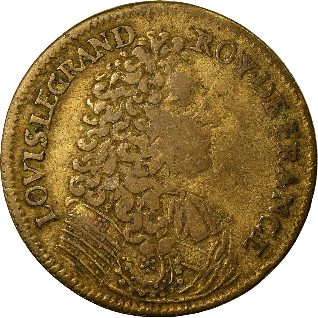 France, Token, Louis XIV, Le Repos, La Victoire, VF(20-25), Copper