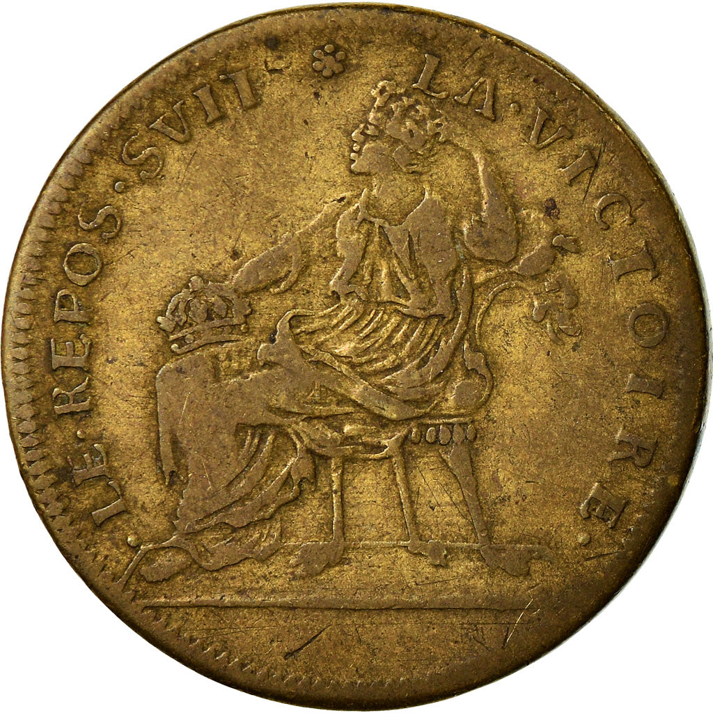 France, Token, Louis XIV, Le Repos, La Victoire, VF(20-25), Copper