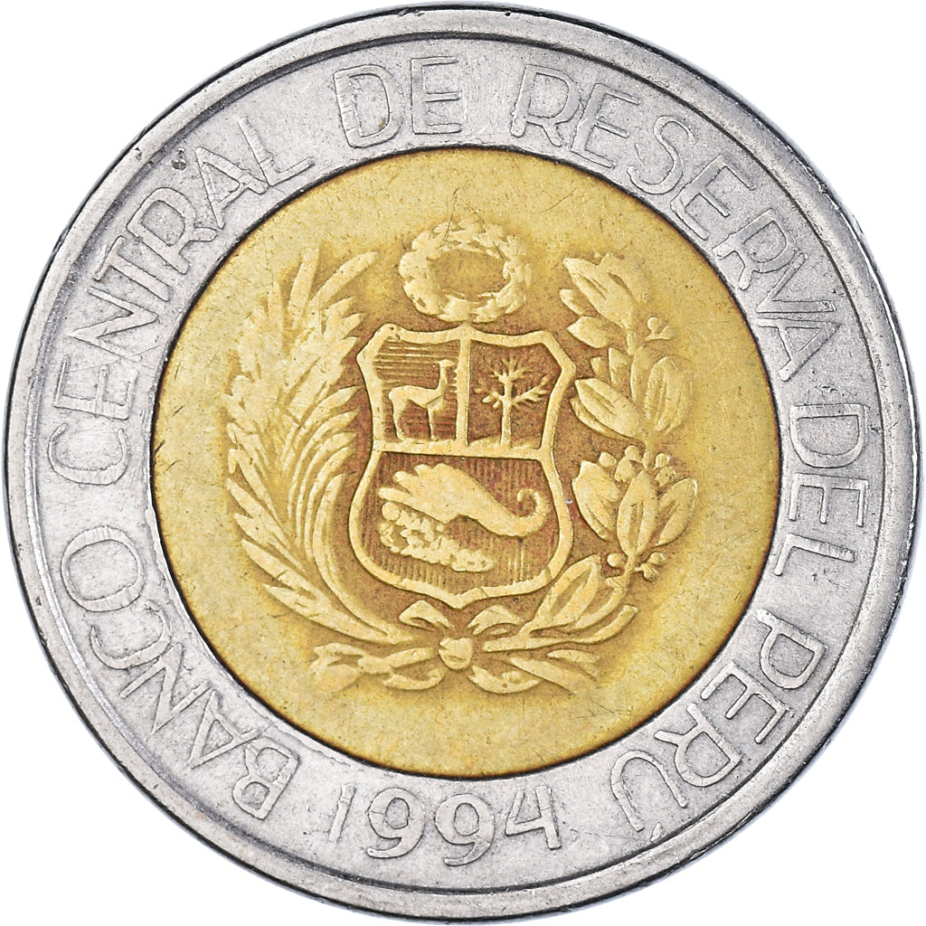 Moneta, Peru, 5 Nuevos Soles, 1994