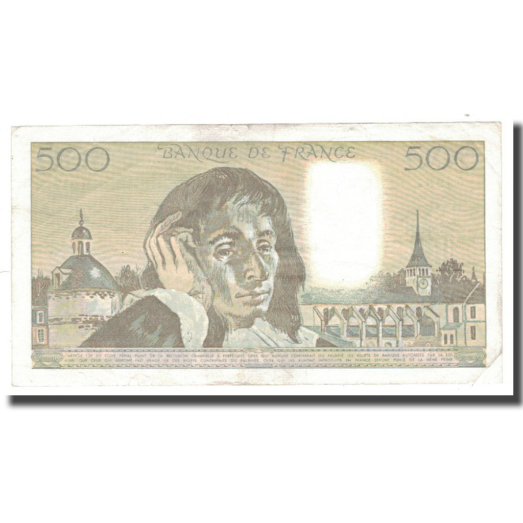 França, 500 Francs, Pascal, 1991, 1991-05-02, AU(50-53), Fayette:71.47, KM:156h