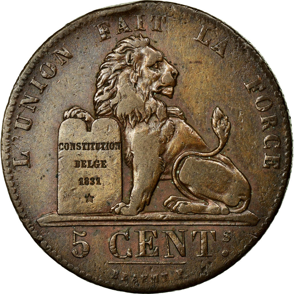 Coin, Belgium, Leopold I, 5 Centimes, 1837, EF(40-45), Copper, KM:5.1