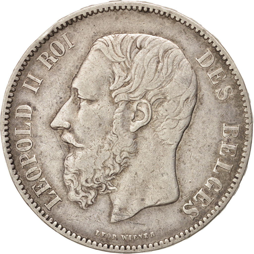 BELGIUM, 5 Francs, 5 Frank, 1873, KM #24, EF(40-45), Silver, 24.86