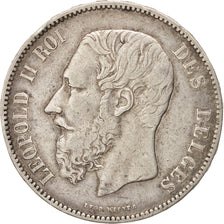 BELGIUM, 5 Francs, 5 Frank, 1873, KM #24, EF(40-45), Silver, 24.86