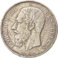 BELGIUM, 5 Francs, 5 Frank, 1870, KM #24, EF(40-45), Silver, 24.73