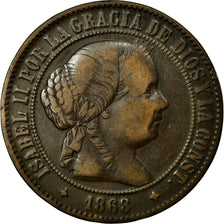 Coin, Spain, Isabel II, 5 Centimos, 1868, EF(40-45), Copper, KM:635.2