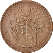 ITALIAN STATES, 5 Baiocchi, 1853, Roma, KM #1356, AU(50-53), Copper, 39.00
