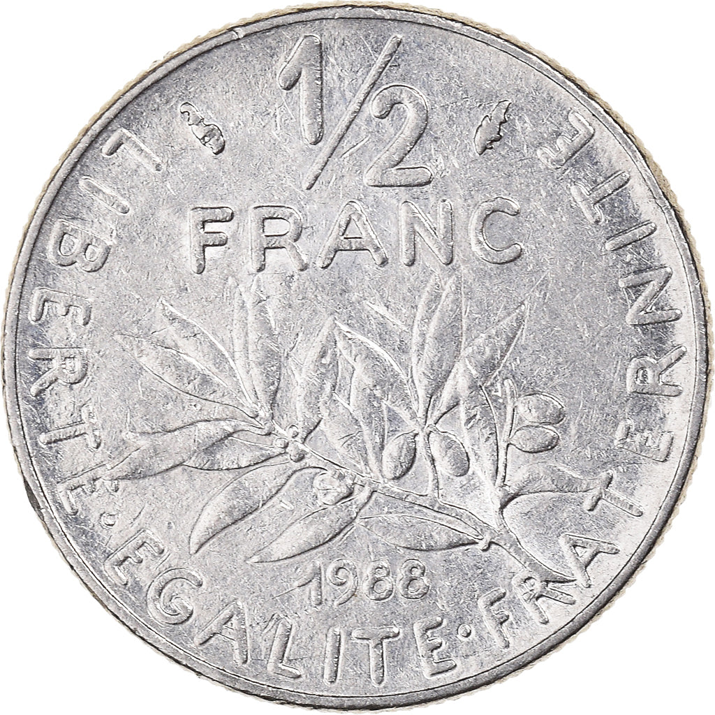 Munten, Frankrijk, 1/2 Franc, 1988