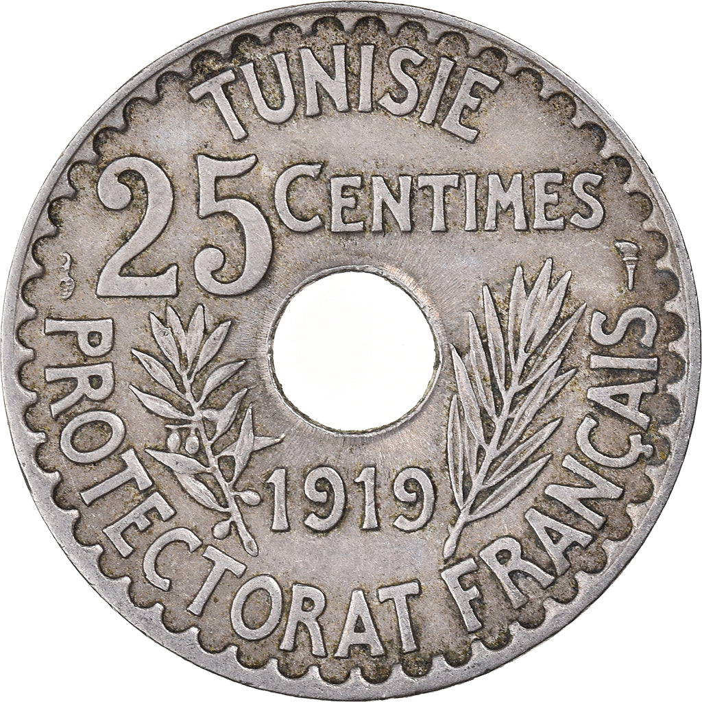 Moneta, Tunisia, 25 Centimes, 1919